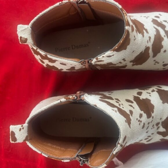 Cow Print Zipper Ankle Booties Boho Western Cowgirl - Picture 8 of 8